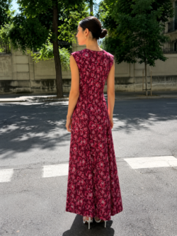 Vestido Midi Floral Lirio Granate - Imagen 4