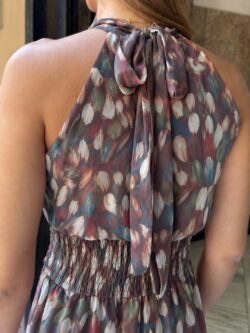 Vestido Halter Pétalo Marrón Chocolate - Imagen 4