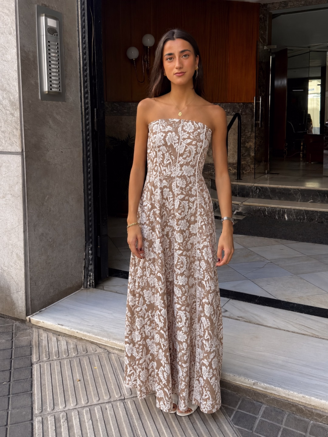 Vestido Verona Floral Beige