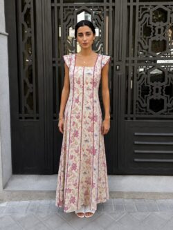 Vestido Midi Floral Lirio Beige