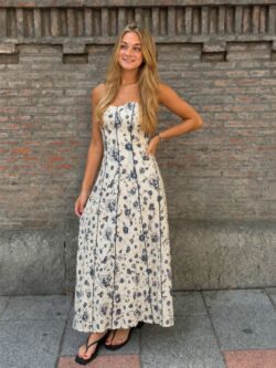 Vestido Floral Azul Palabra de Honor