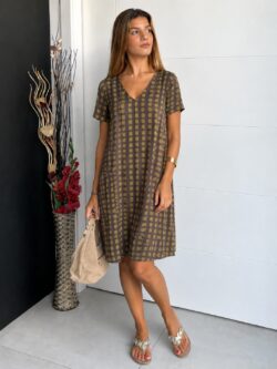 Vestido Corto Oliva Topo - Imagen 3
