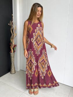 Vestido Atlas Seda Fría Berenjena - Imagen 4