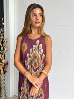 Vestido Atlas Seda Fría Berenjena - Imagen 2