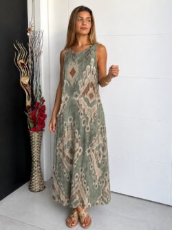 Vestido Atlas Seda Fría Verde