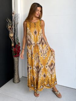 Vestido Atlas Seda Fría Azafrán