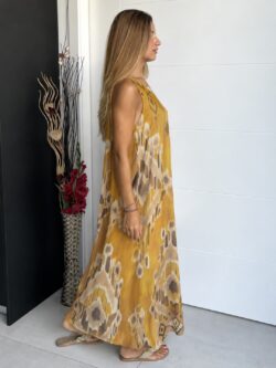 Vestido Atlas Seda Fría Azafrán - Imagen 3