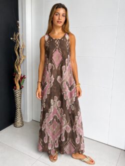 Vestido Atlas Seda Fría Marrón