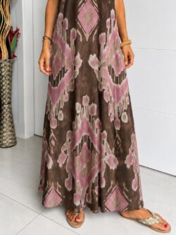 Vestido Atlas Seda Fría Marrón - Imagen 3