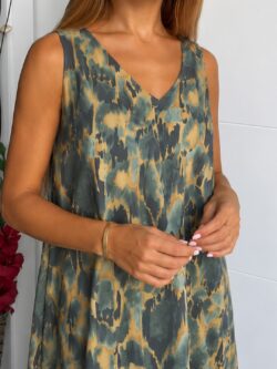 Vestido Seda Fría Verde Safari - Imagen 2