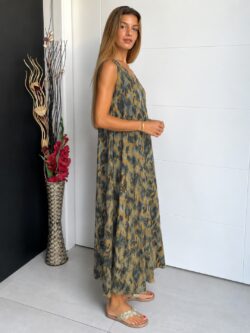 Vestido Seda Fría Verde Safari - Imagen 5
