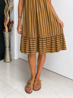 Vestido Corto Rayas Caramelo - Imagen 3