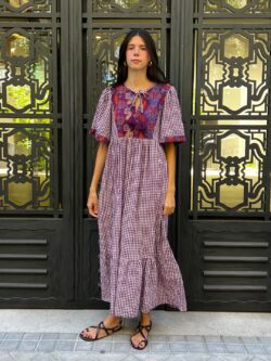 Vestido Vichy Boho Granate