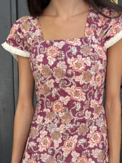 Vestido Retro Volantes Burdeos - Imagen 2