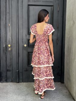 Vestido Retro Volantes Burdeos - Imagen 6
