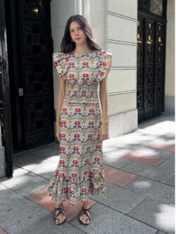 Vestido Kioto Floral Azul Petróleo