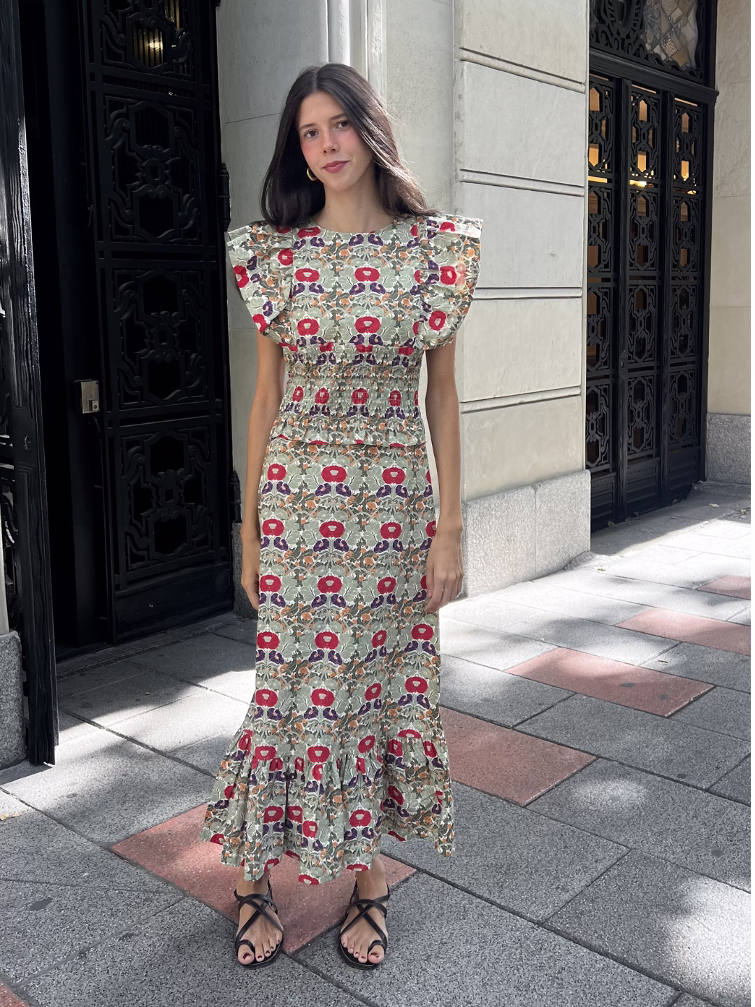 Vestido Kioto Floral Azul Petróleo