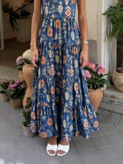 Vestido Kioto Floral Azul Petróleo - Imagen 4