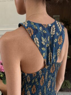 Vestido Kioto Floral Azul Petróleo - Imagen 5