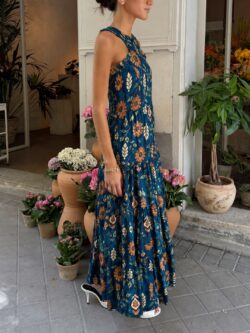 Vestido Kioto Floral Azul Petróleo - Imagen 3