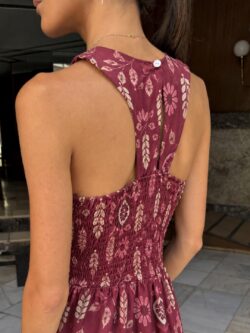 Vestido Kioto Floral Burdeos - Imagen 5