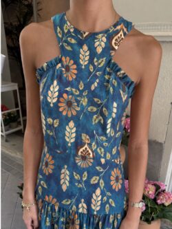 Vestido Kioto Floral Azul Petróleo - Imagen 2