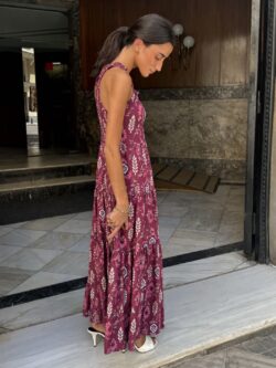 Vestido Kioto Floral Burdeos - Imagen 4