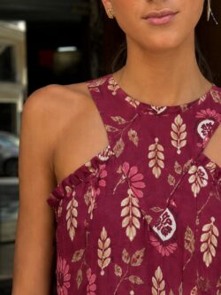 Vestido Kioto Floral Burdeos - Imagen 2