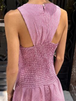 Vestido Volantes de Rayas Granate - Imagen 5