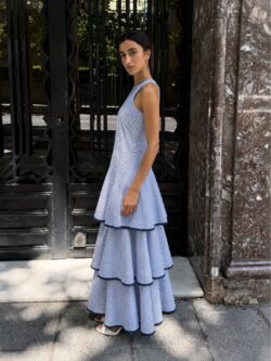 Vestido Volantes de Rayas Azul Marino - Imagen 5