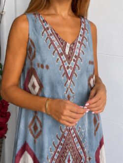 Vestido Atlas Seda Fría Azul - Imagen 2