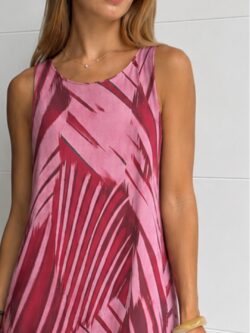 Vestido Seda Fría Palmeras Fucsia - Imagen 2
