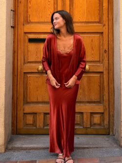 Falda Vittoria Efecto Seda Rojo Teja - Imagen 4