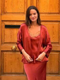 Chaqueta Vittoria Efecto Seda Rojo Teja