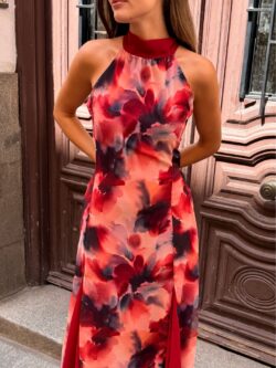 Vestido Halter de Gasa Terracota - Imagen 2