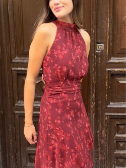 Vestido Dahlia Granate Floral - Imagen 2