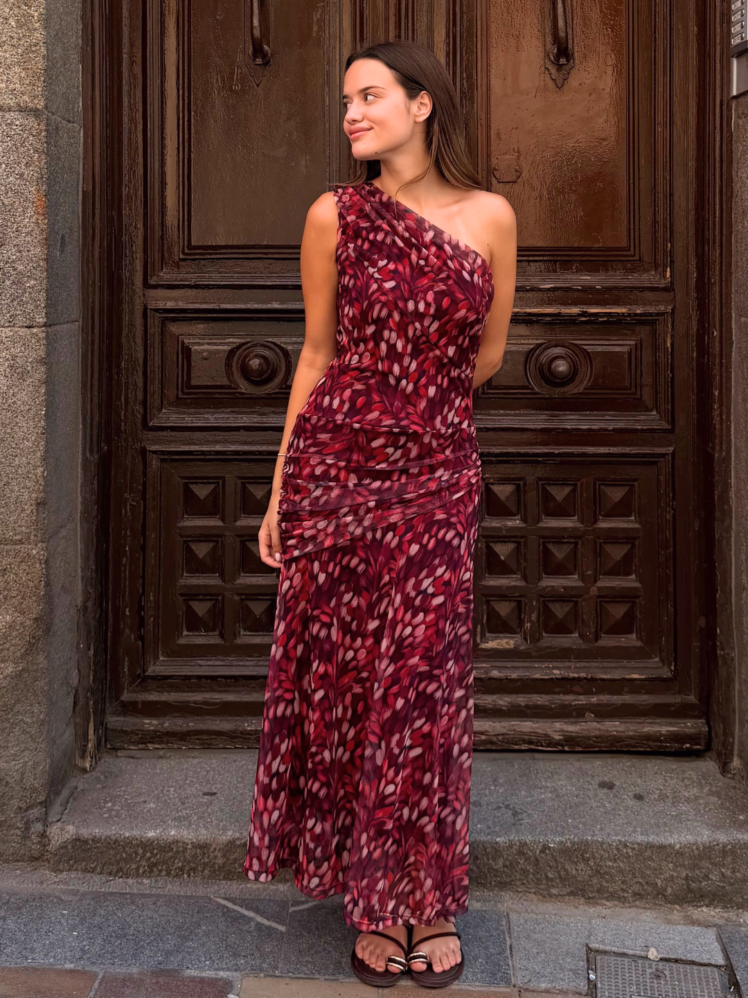 Vestido Pétalo Tul Vino