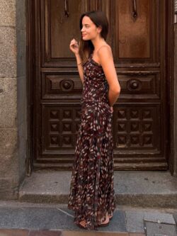 Vestido Pétalo Tul Marrón Chocolate - Imagen 3