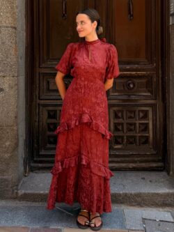 Vestido Sabine Rojo Borgoña - Imagen 3