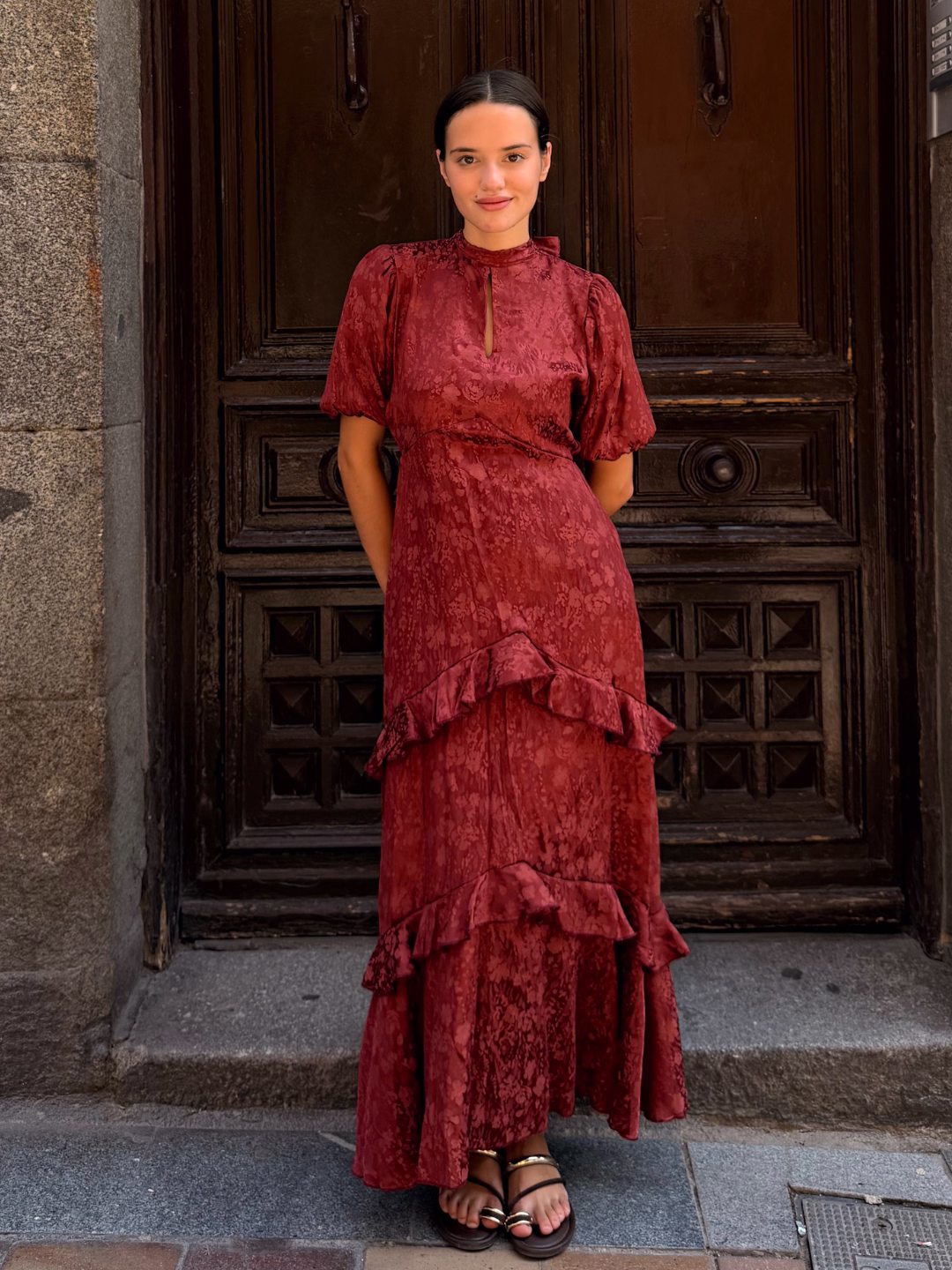 Vestido Sabine Rojo Borgoña