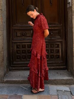 Vestido Sabine Rojo Borgoña - Imagen 2