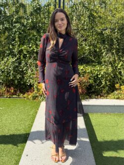 Vestido Cuello Halter Berenjena Oscuro - Imagen 6