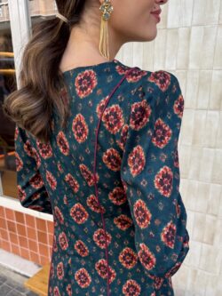 Vestido Largo Boho Verde Petróleo - Imagen 5