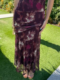 Vestido de Tul Floral Acuarela Burdeos - Imagen 3