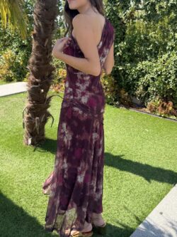 Vestido de Tul Floral Acuarela Burdeos - Imagen 5
