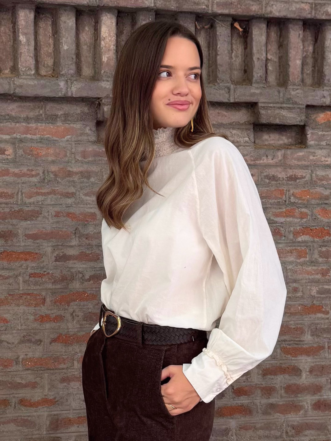 Blusa Romántica Smock Marfil