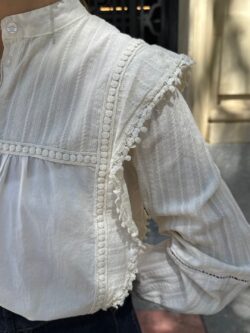 Blusa Romántica Entredós Marfil - Imagen 3