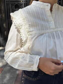 Blusa Romántica Entredós Marfil - Imagen 2