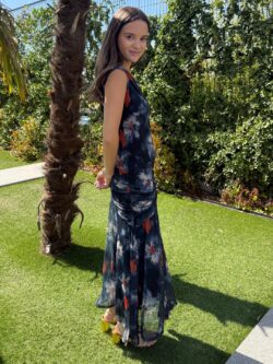 Vestido de Tul Floral Acuarela Azul - Imagen 3