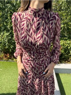 Vestido Espiga Burdeos y Crudo - Imagen 2